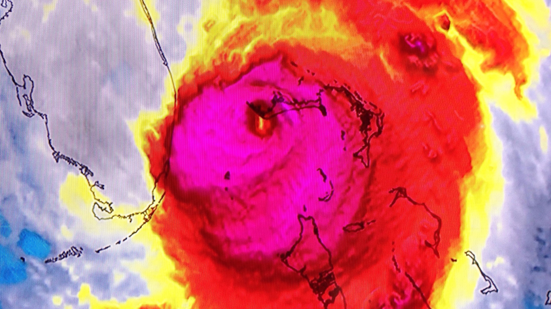 Hurricane Matthew Radar captures sinister skull, sneering dinosaur